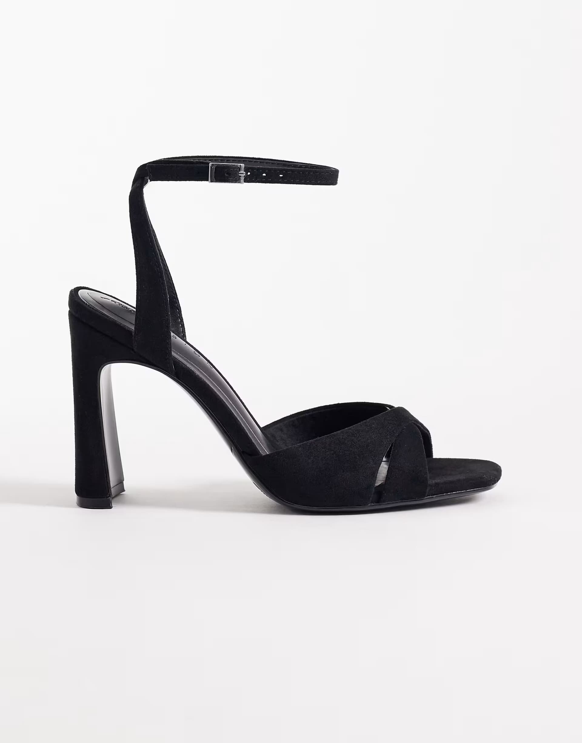 ASOS ASOS DESIGN Nightcap cross strap detail barely there block heel sandals in black