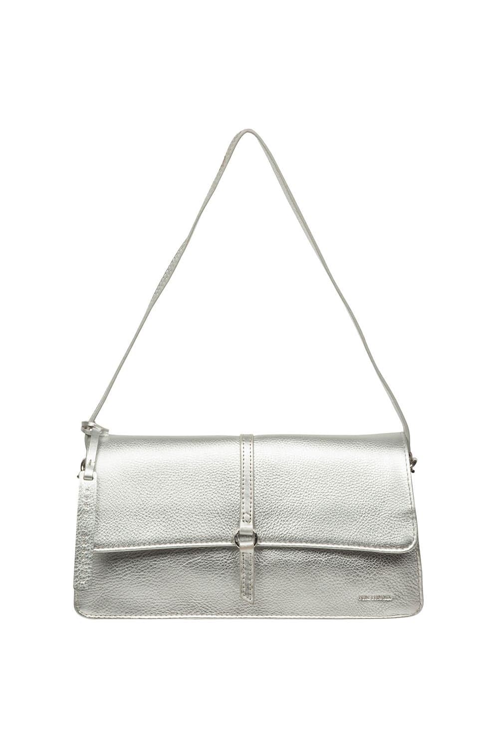 Pure Luxuries London Pure Luxuries London Women's 'Sabina' Leather Grab Bag in Silver