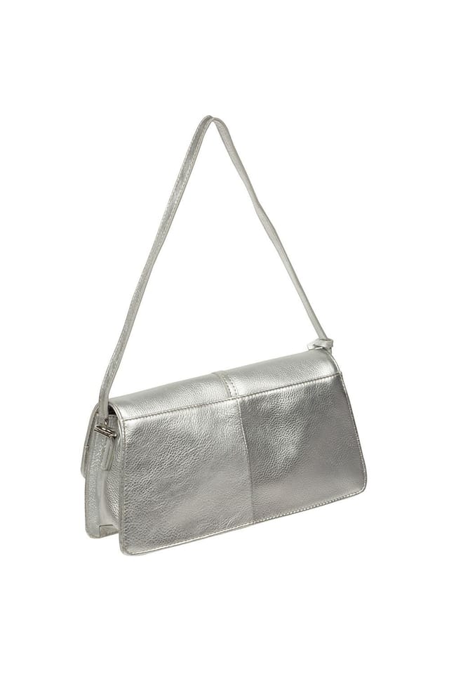 Pure Luxuries London Pure Luxuries London Women's 'Sabina' Leather Grab Bag in Silver - 2