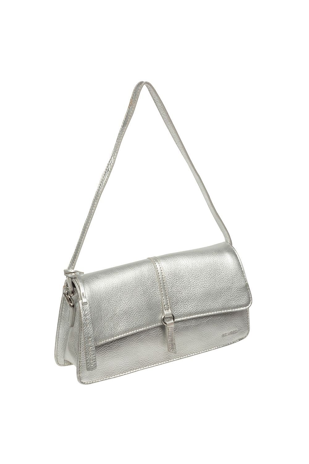Pure Luxuries London Pure Luxuries London Women's 'Sabina' Leather Grab Bag in Silver - 4