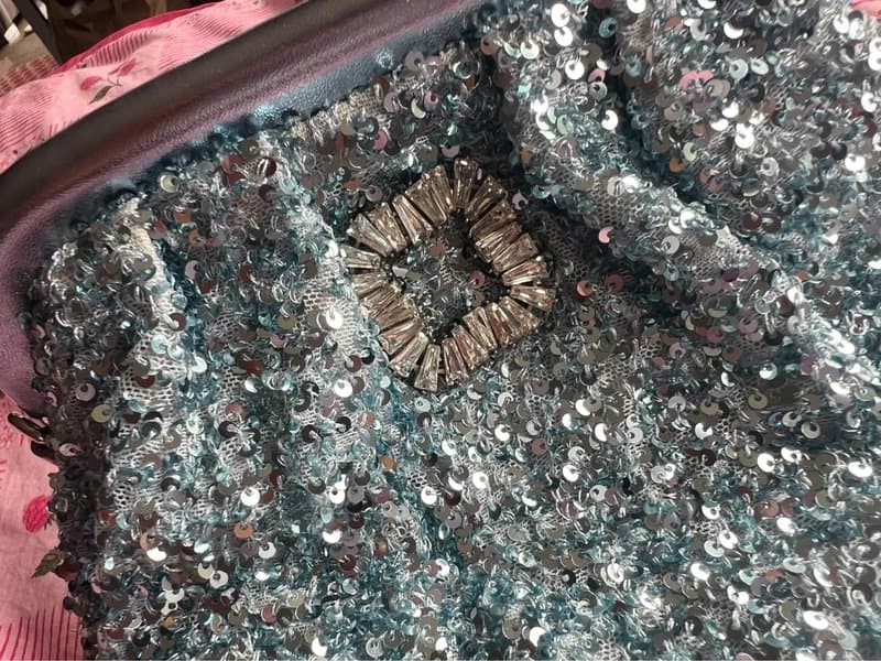 Never Fully Dressed Never Fully Dressed Brand New Ice Blue Sequin Clutch Bag