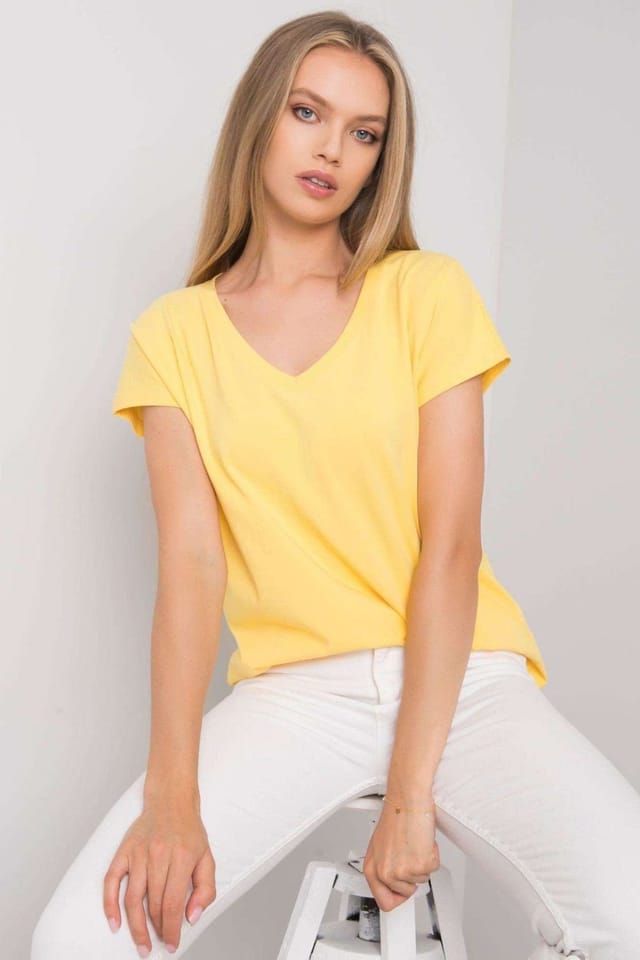 Love Lace Love Lace Women's Short Sleeve Heart Neck T-Shirt Style 168496 in Yellow - 2