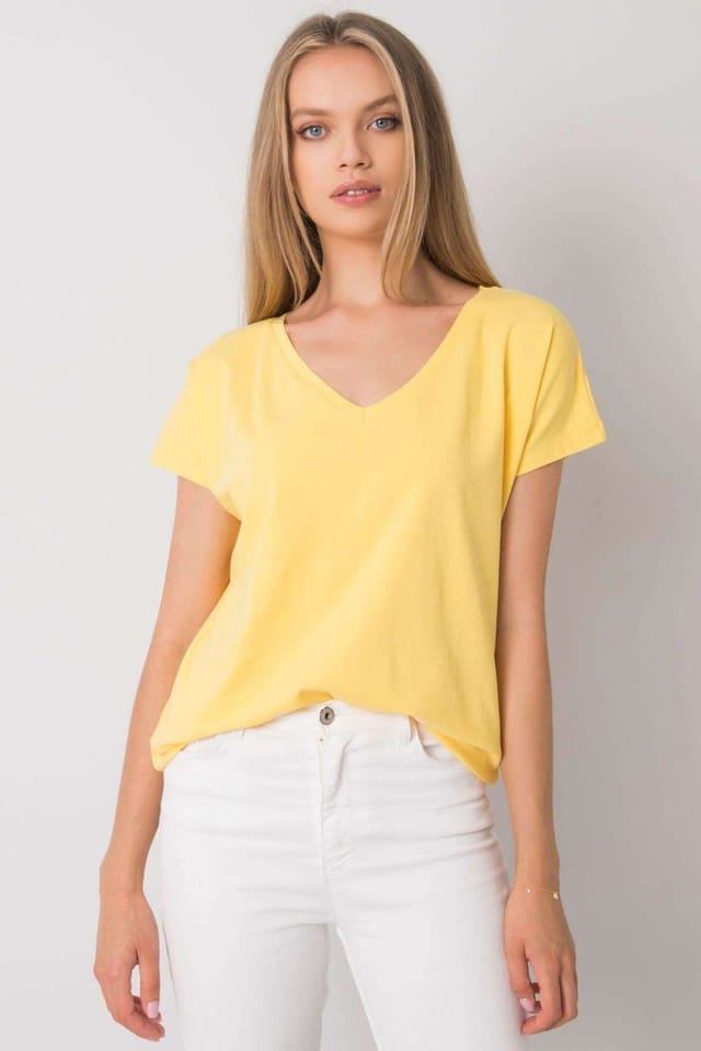 Love Lace Love Lace Women's Short Sleeve Heart Neck T-Shirt Style 168496 in Yellow - 3