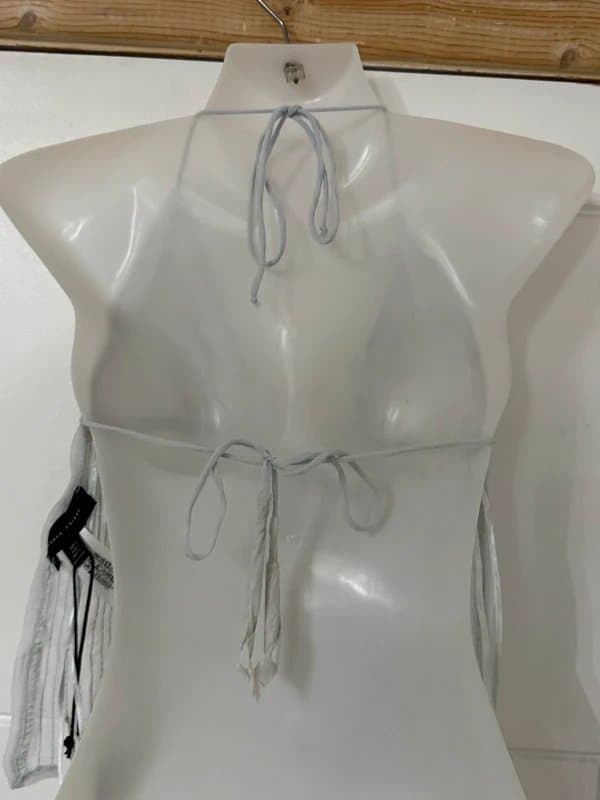 Bershka Backless Grey sequin open front halter neck top, festivals, day parties. Bershka size L