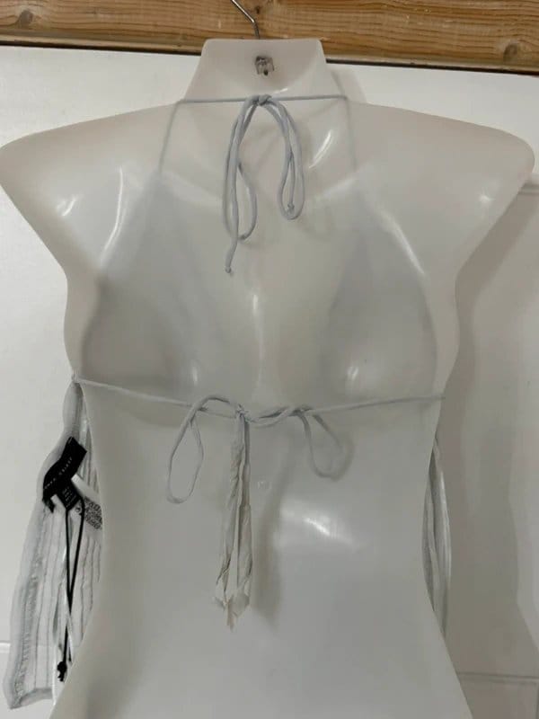 Bershka Backless Grey sequin open front halter neck top, festivals, day parties. Bershka size L - 1