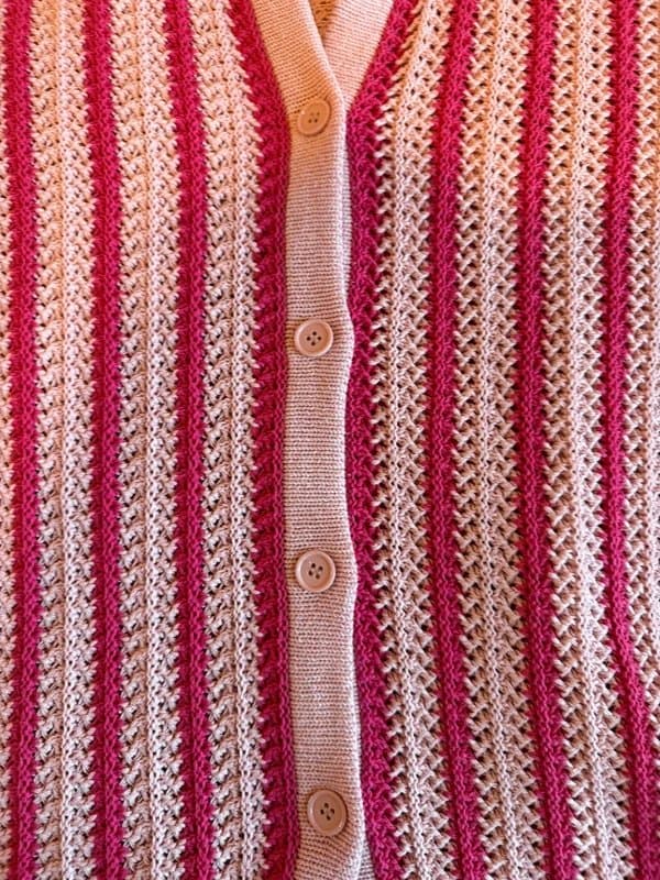 ASOS Design Pink stripy crochet shirt