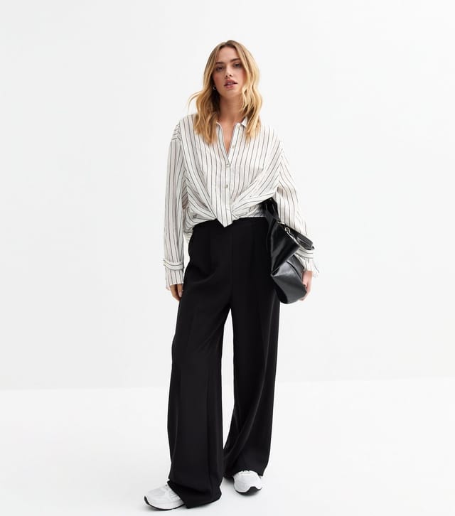 New Look Women's White Striped Twisted Front Shirt New Look - 2