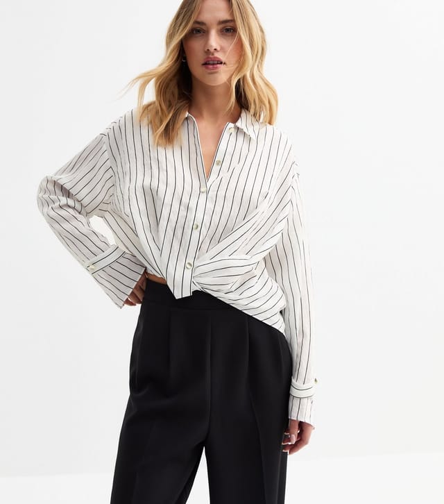 New Look Women's White Striped Twisted Front Shirt New Look - 3