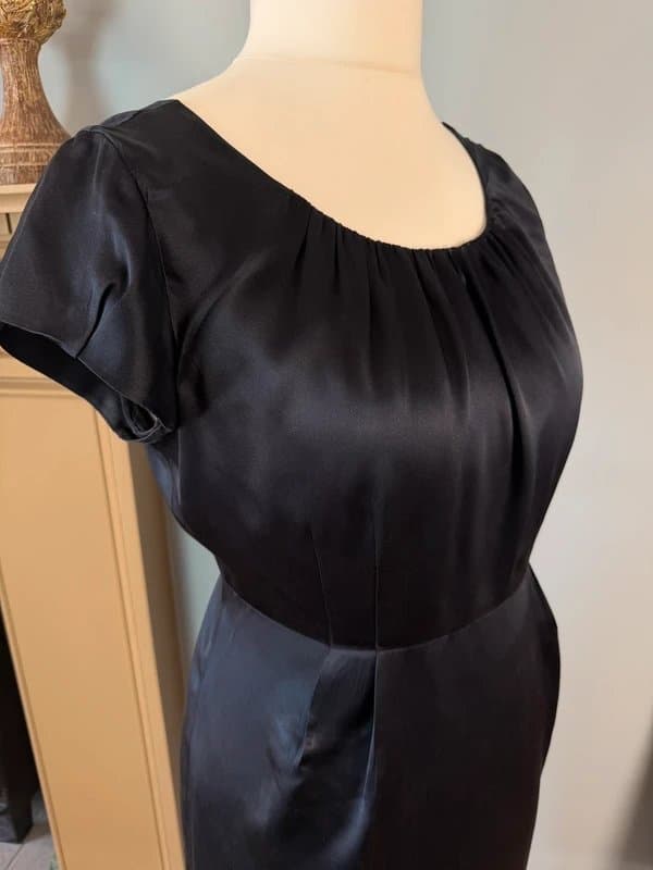 LK Bennett LK Bennett UK14 Black Silk Sheath Midi Dress Cap Sleeve Cocktail Occasion