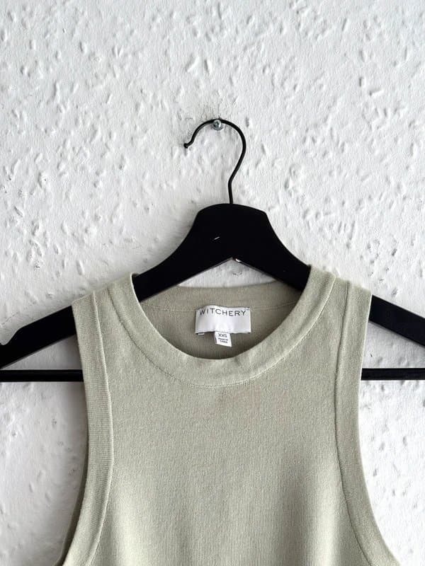 Witchery Women's Witchery Light Green Crew Racer Knit Tank - Size XXS
