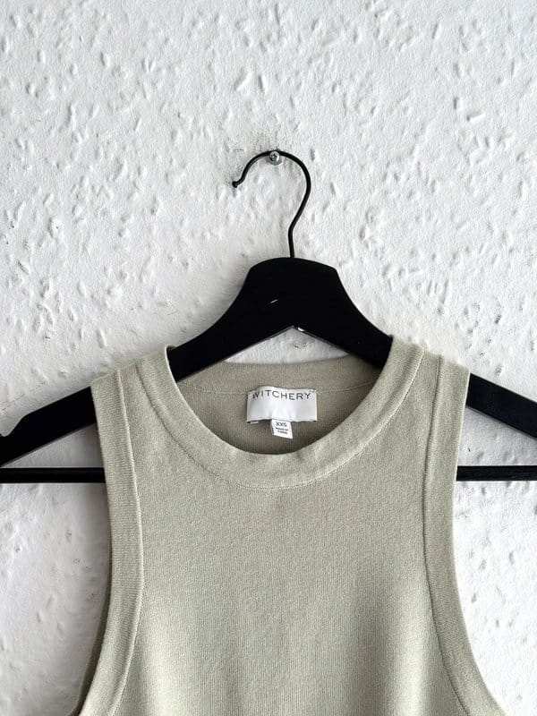 Witchery Light Green Crew Racer Knit Tank - Size XXS