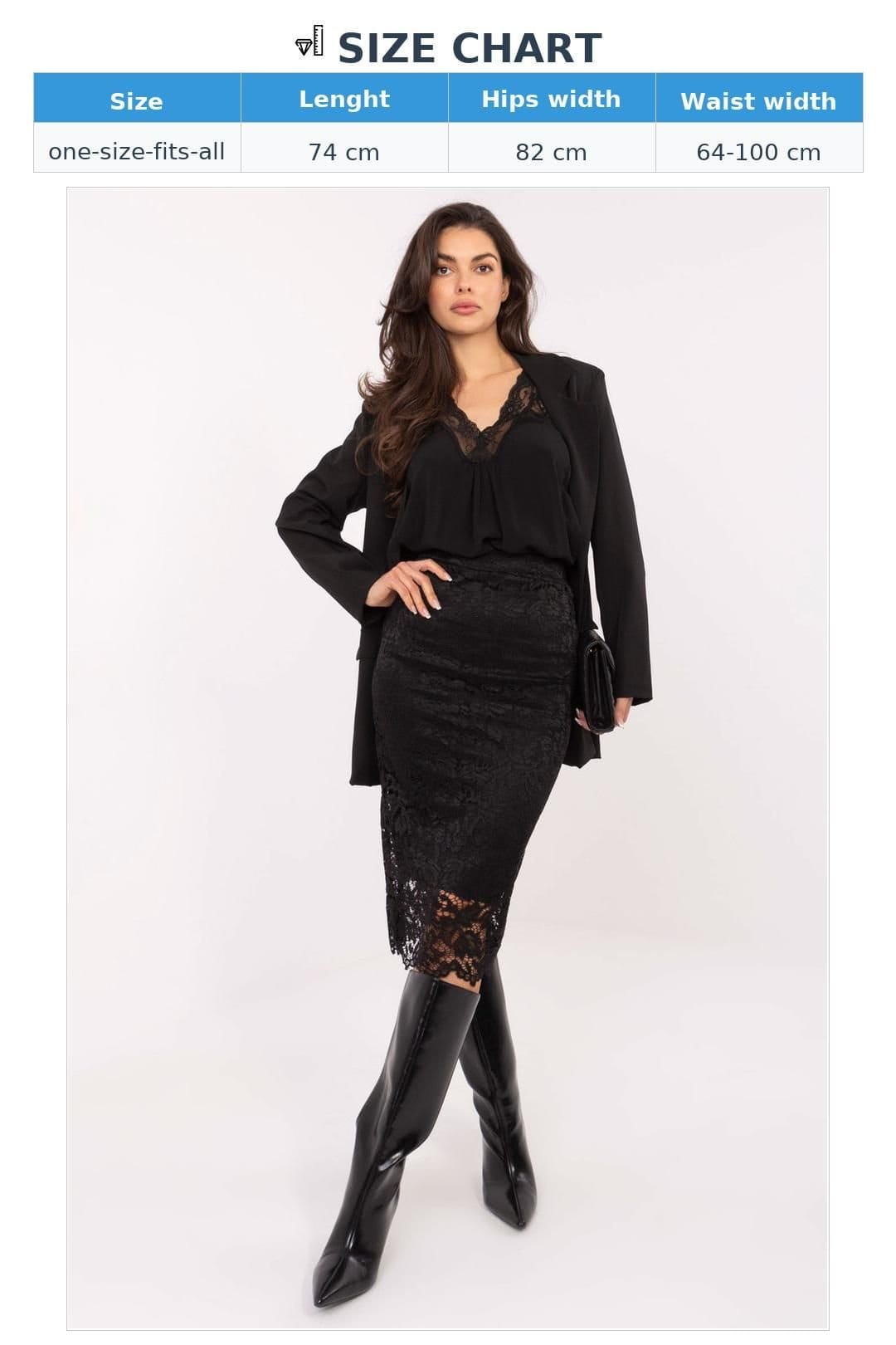 Love Lace Love Lace Women's Elegant Lace Midi Skirt with Comfort Fit in Black - 4
