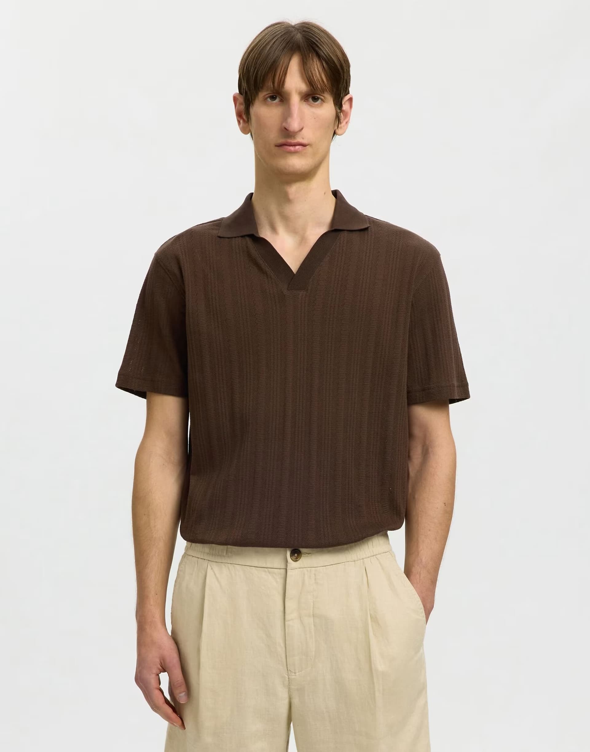 ASOS Selected Polo shirt in bracken