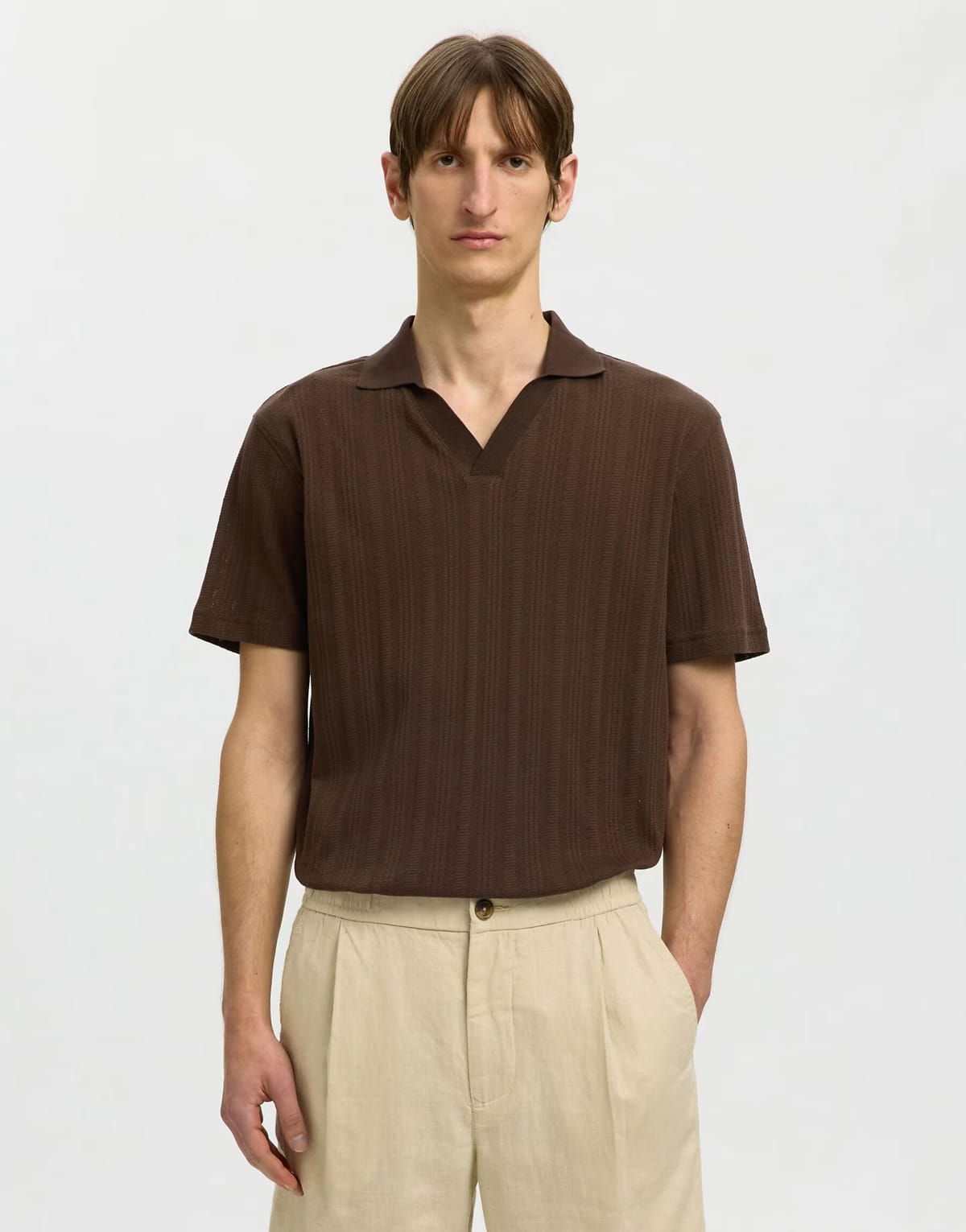 ASOS Selected Polo shirt in bracken - 1