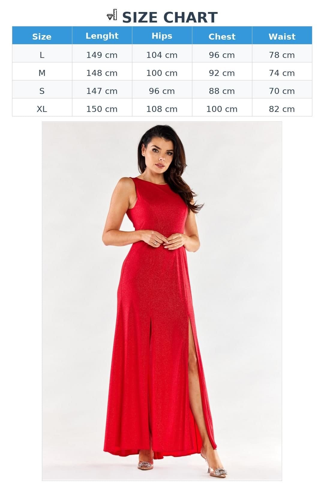 Love Lace Love Lace Women's Long Fitted Gown with Front Slits & Zipper in Red - 4