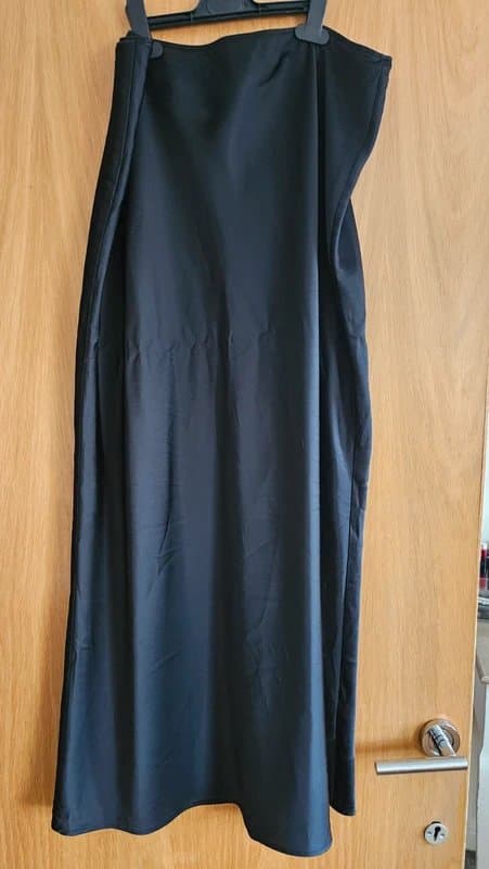 ASOS Design Black silk midi skirt