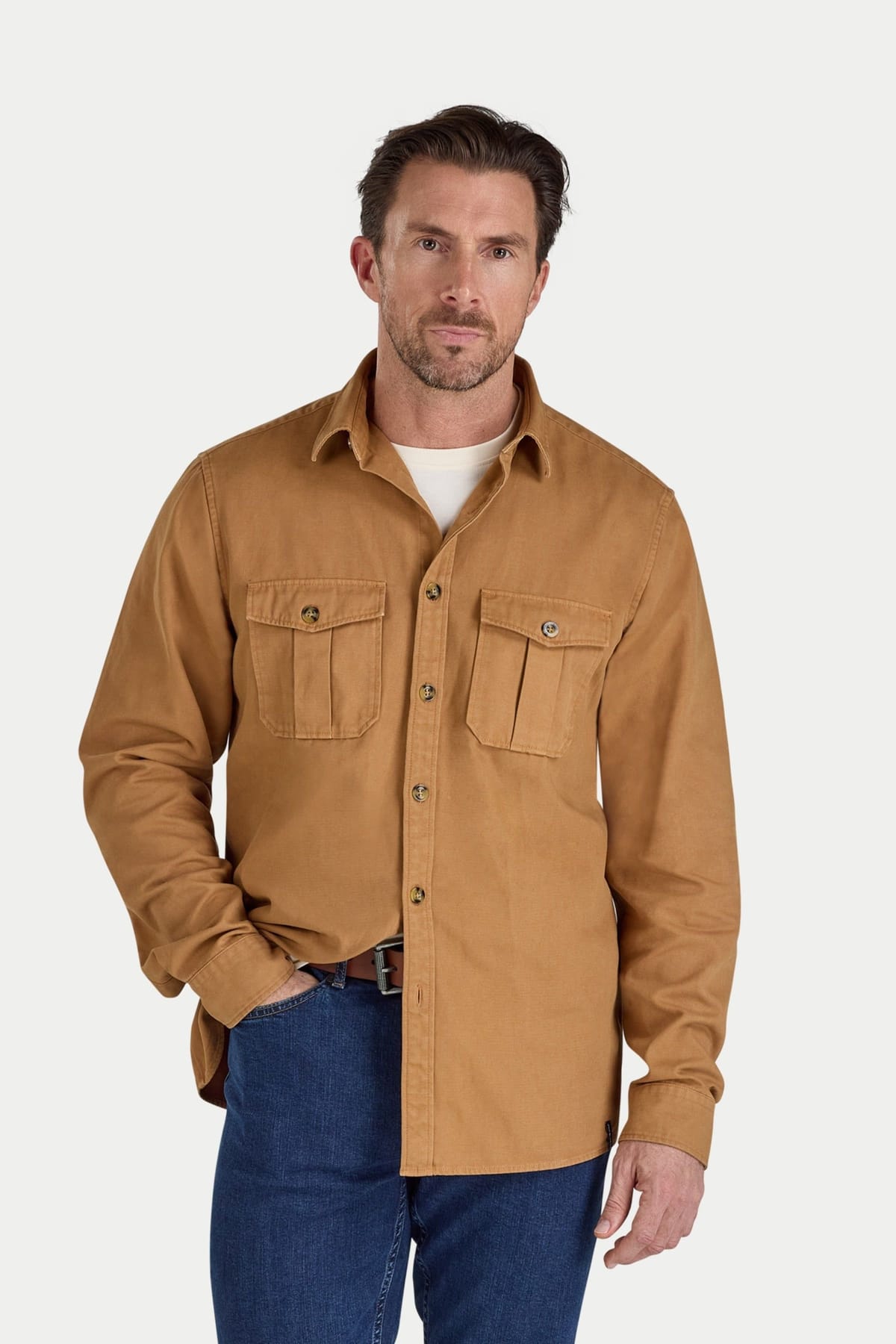 raging bull Raging Bull Men's Garment Dyed Canvas Shacket in Tan - 1