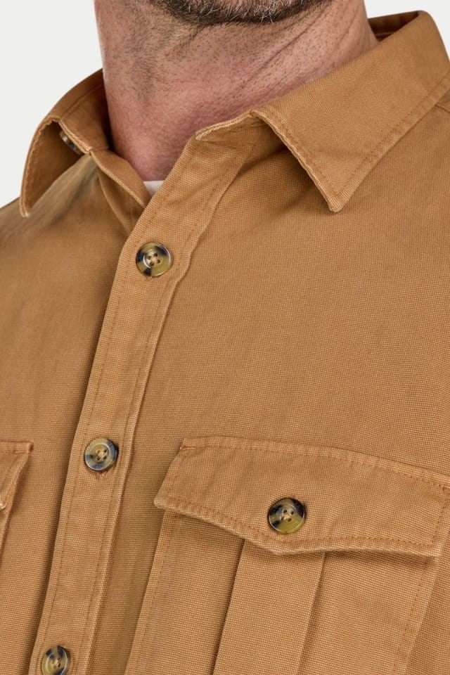 raging bull Raging Bull Men's Garment Dyed Canvas Shacket in Tan - 3