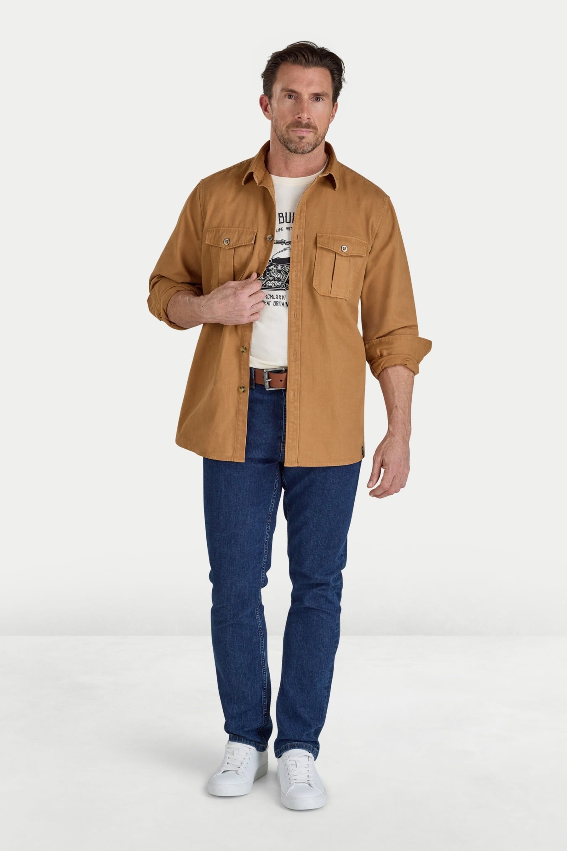 raging bull Raging Bull Men's Garment Dyed Canvas Shacket in Tan - 4