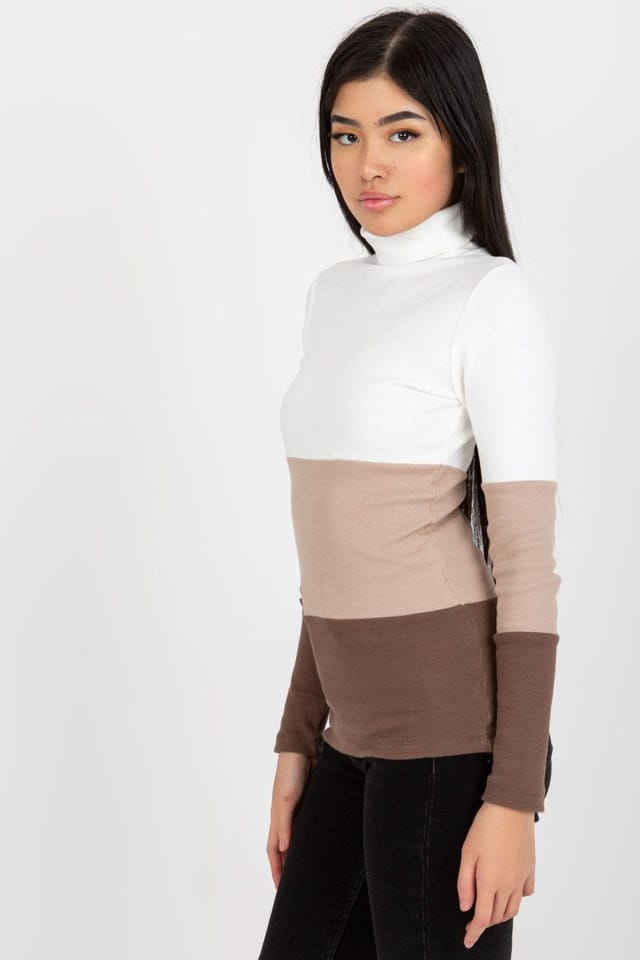 Love Lace Love Lace Women's Ribbed Long Sleeve Turtleneck Sweater 3 Color in Brown - 2