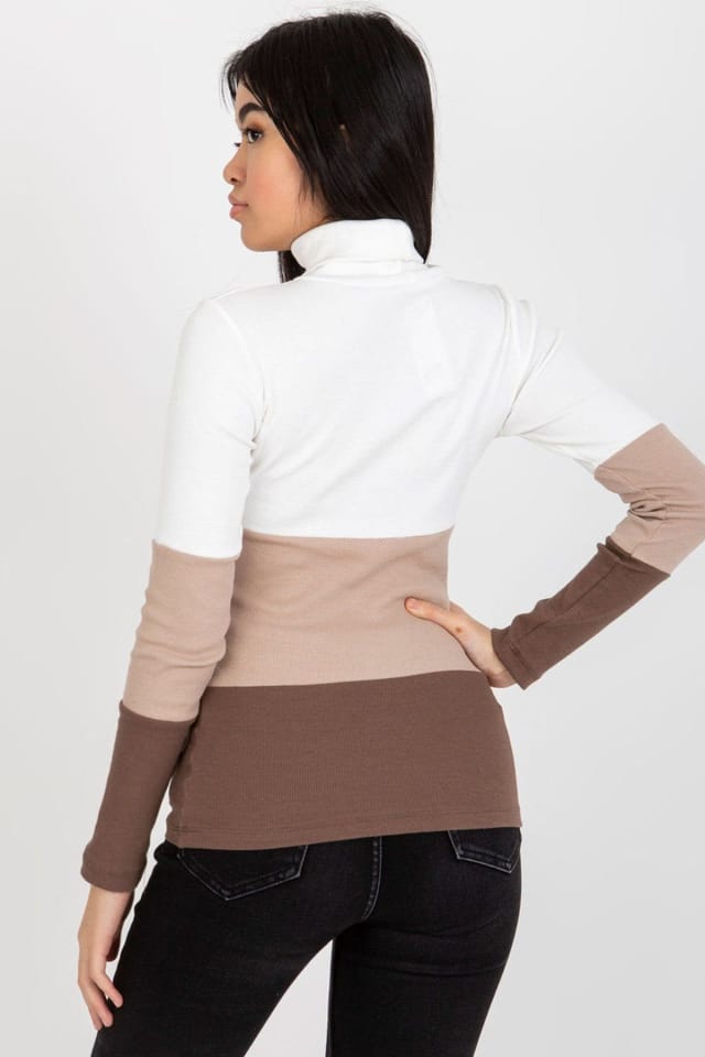 Love Lace Love Lace Women's Ribbed Long Sleeve Turtleneck Sweater 3 Color in Brown - 3