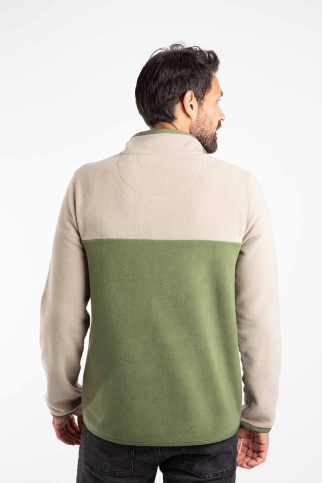 Weird Fish Weird Fish Men's Tristan 1/4 Zip Colour Block Microfleece in Olive - 3