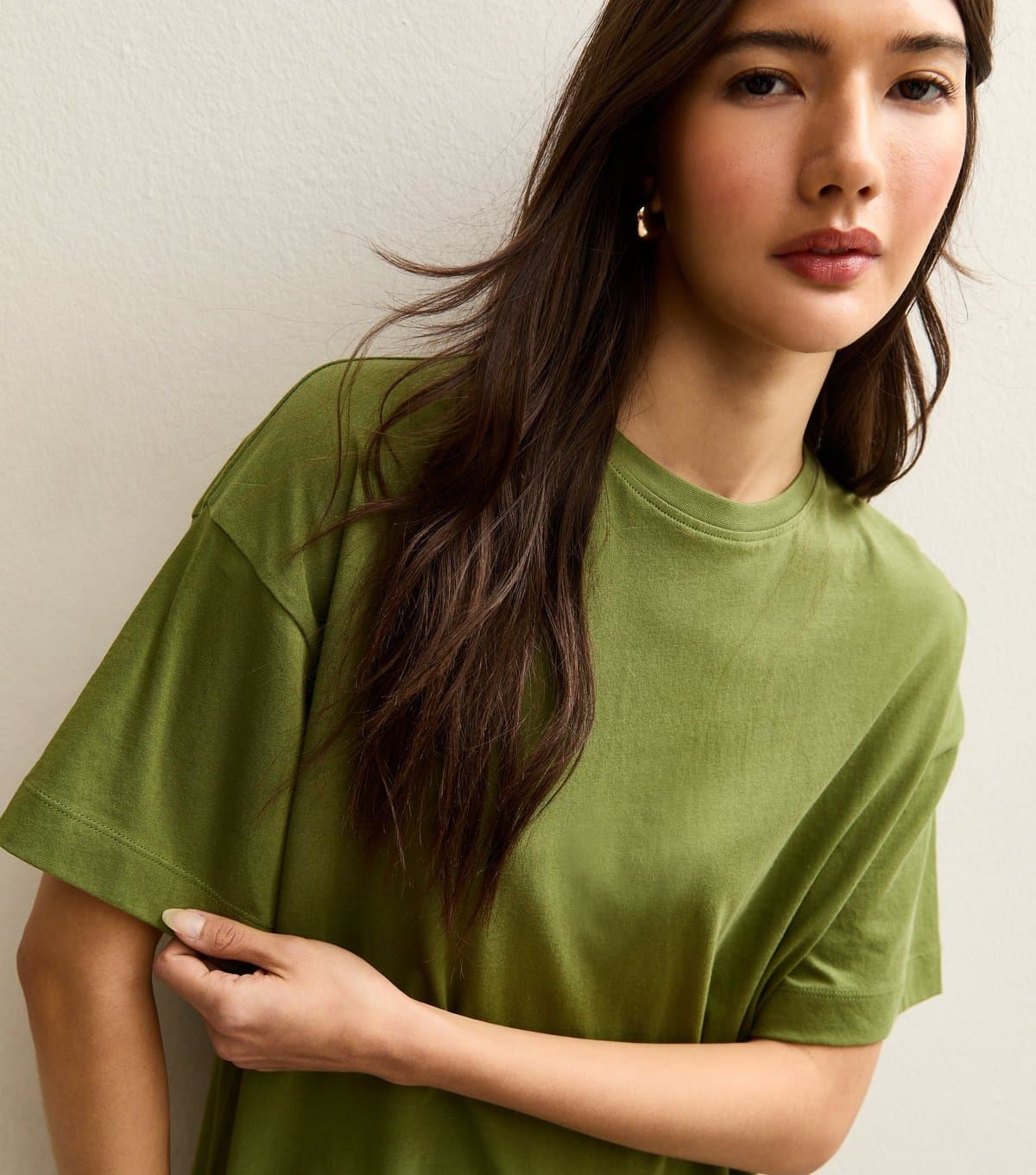 New Look Women's Dark Khaki Oversized T-Shirt New Look