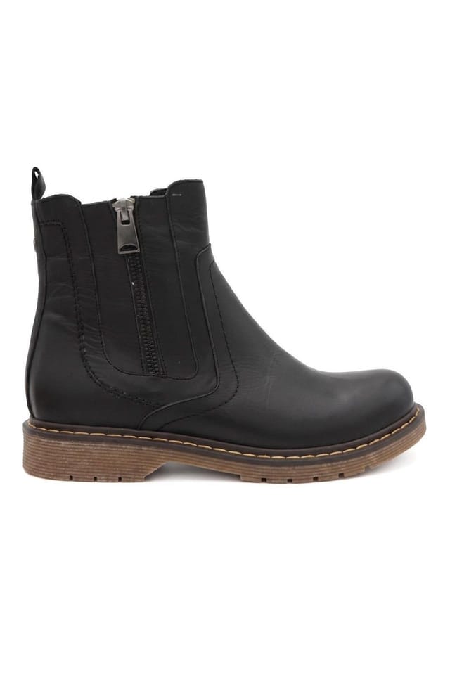 Bellissimo Bellissimo Women's Wide Fit Leather Zip Up Ankle Boots in Black - 2