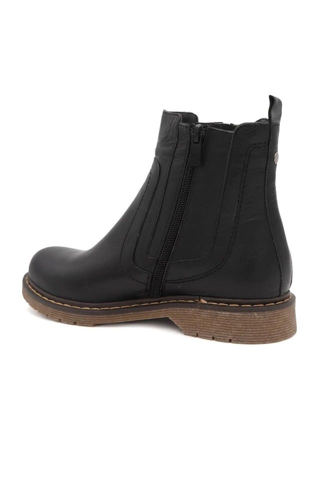 Bellissimo Bellissimo Women's Wide Fit Leather Zip Up Ankle Boots in Black - 3
