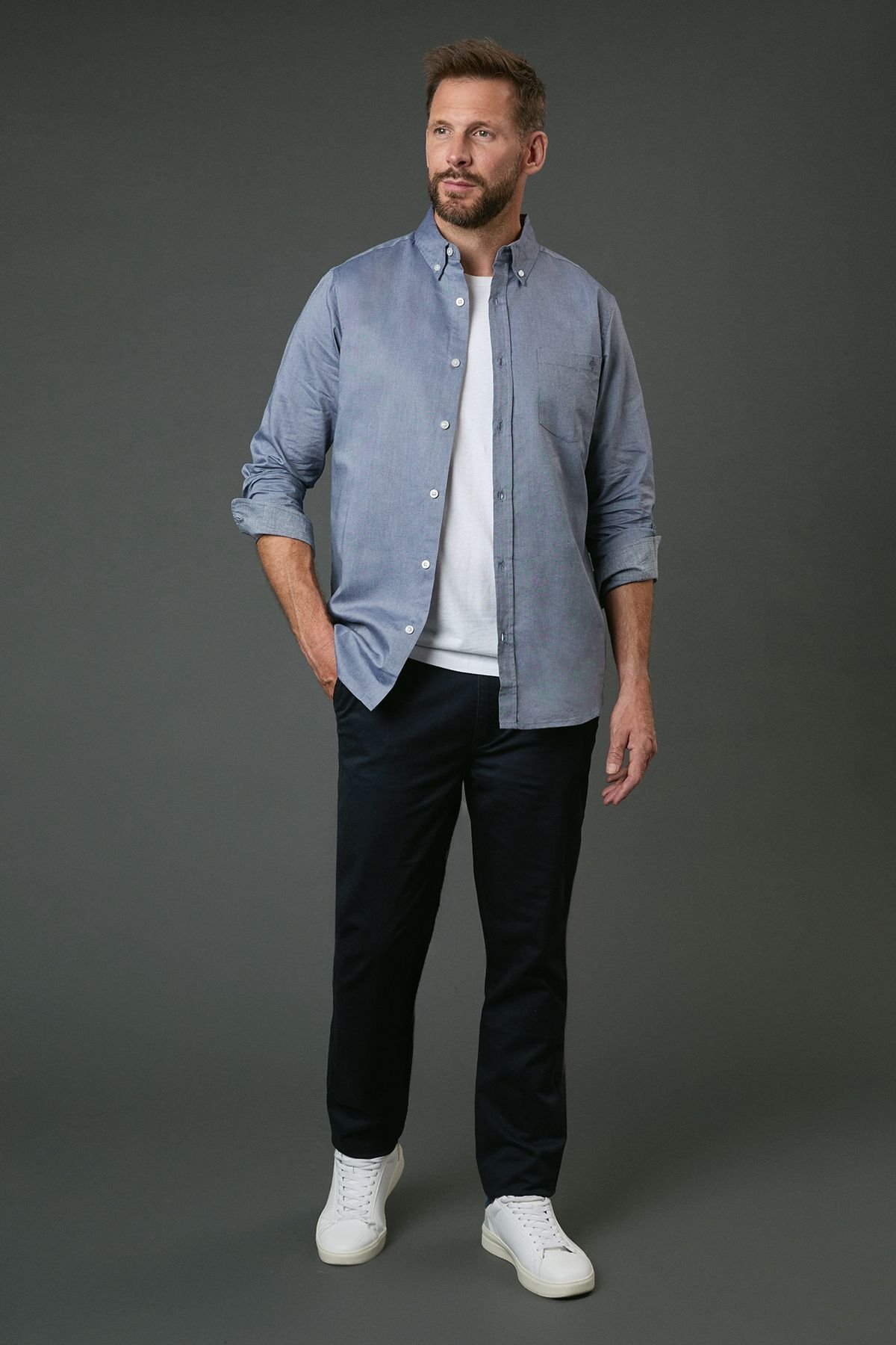 Maine Maine Men's Navy Premium Slim Fit Chino Trousers - 4