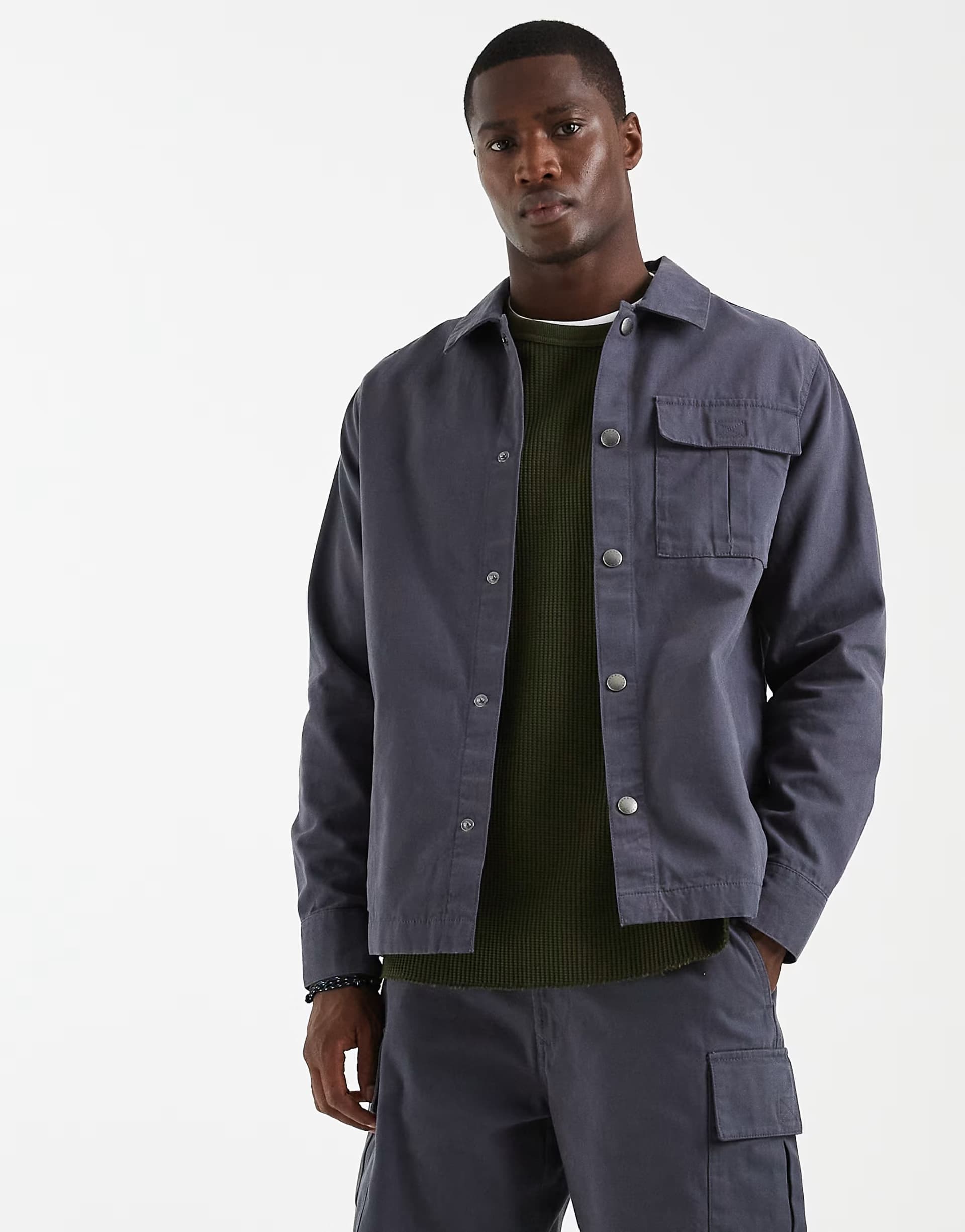 ASOS Barbour Wetheral co-ord twill overshirt in washed navy