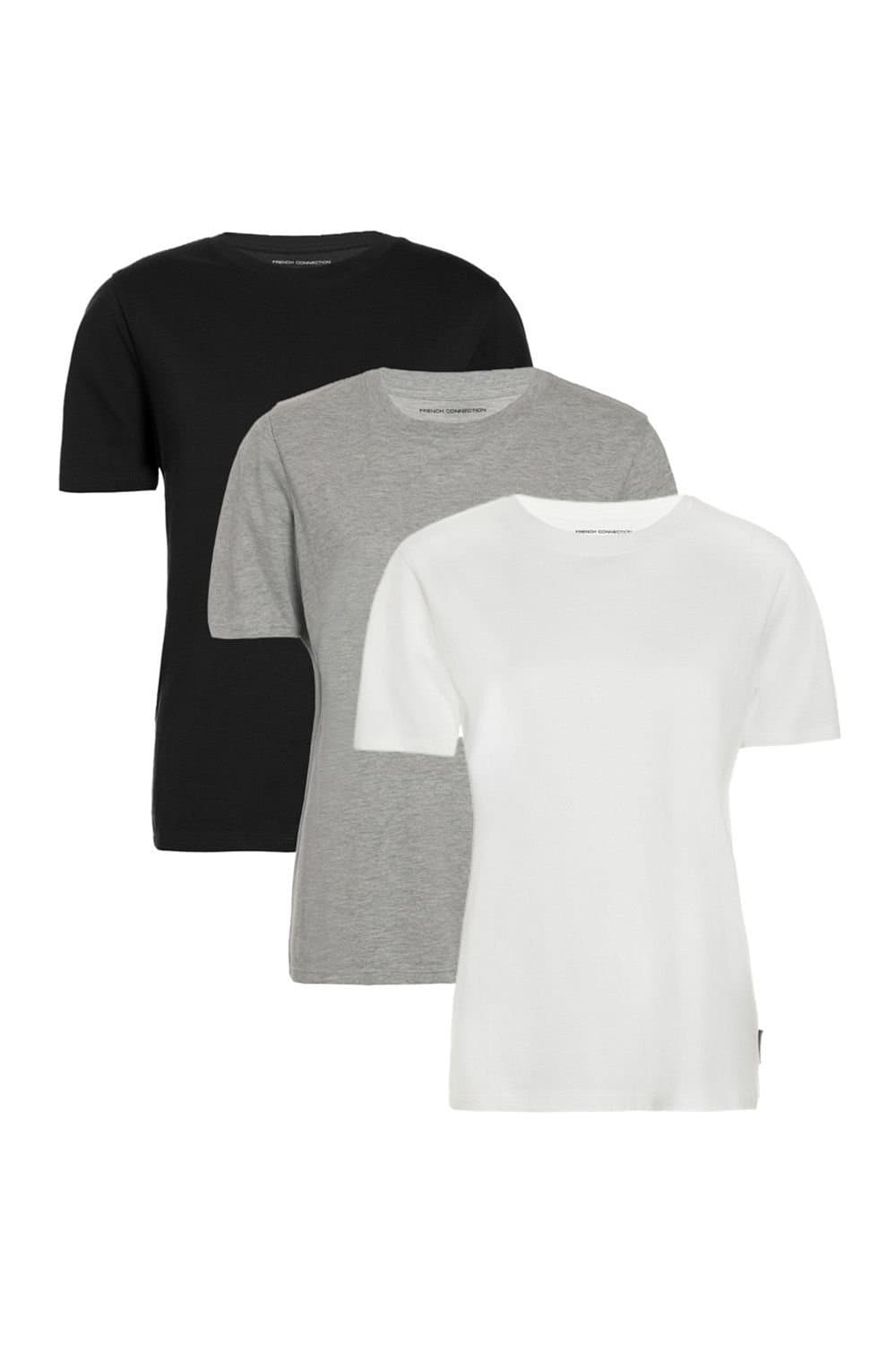 French Connection French Connection Women's 3 Pack Cotton Crew Neck Logo Short Sleeve T-Shirts