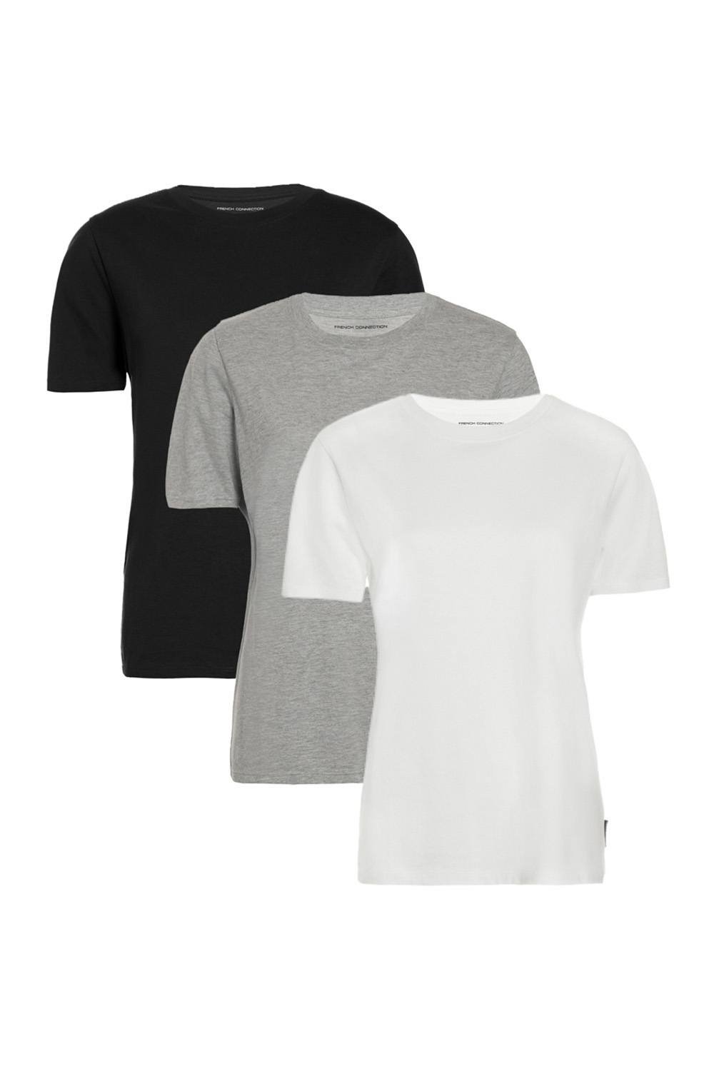 French Connection French Connection Women's 3 Pack Cotton Crew Neck Logo Short Sleeve T-Shirts - 2