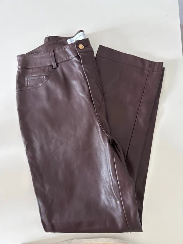 Never Fully Dressed Ladies brown leather crop trouser - size 10