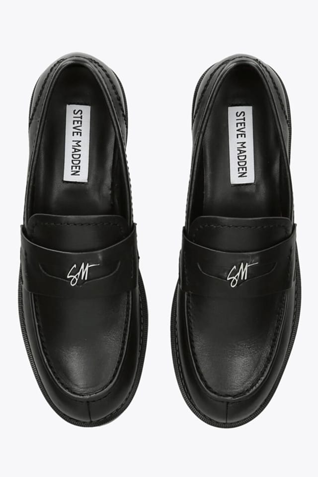 Steve Madden STEVE MADDEN Women's 'Motor Black Leather' Leather Flats - 2