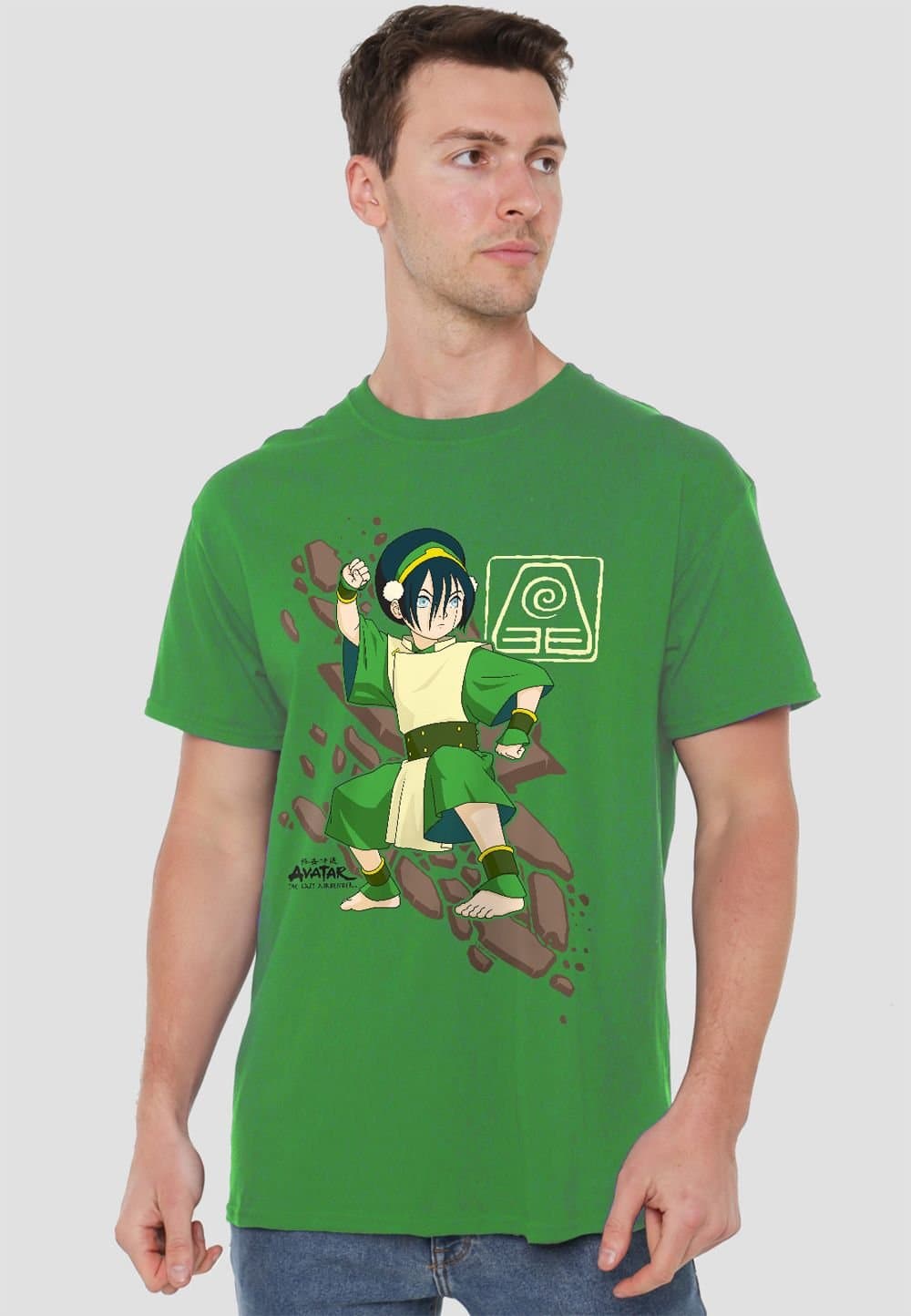 Avatar: The Last Airbender Avatar: The Last Airbender Men's Avatar The Last Airbender Toph Rock Slide T-Shirt, Kelly Green in Dark Green