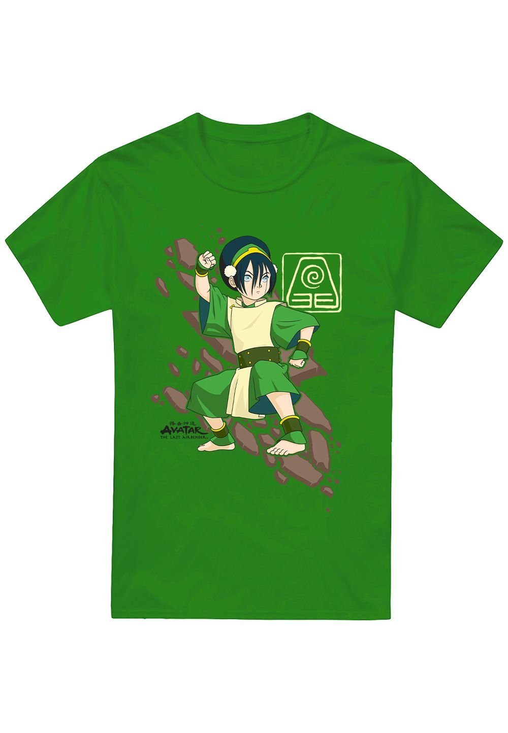Avatar: The Last Airbender Avatar: The Last Airbender Men's Avatar The Last Airbender Toph Rock Slide T-Shirt, Kelly Green in Dark Green - 3