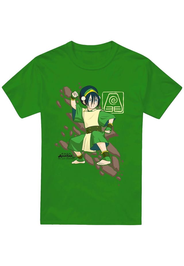 Avatar: The Last Airbender Avatar: The Last Airbender Men's Avatar The Last Airbender Toph Rock Slide T-Shirt, Kelly Green in Dark Green - 3