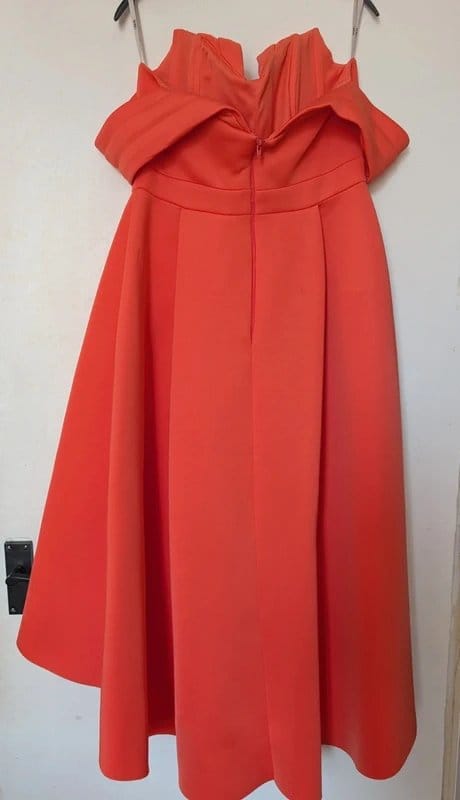 ASOS Coral Bardot Satin Midi Dress