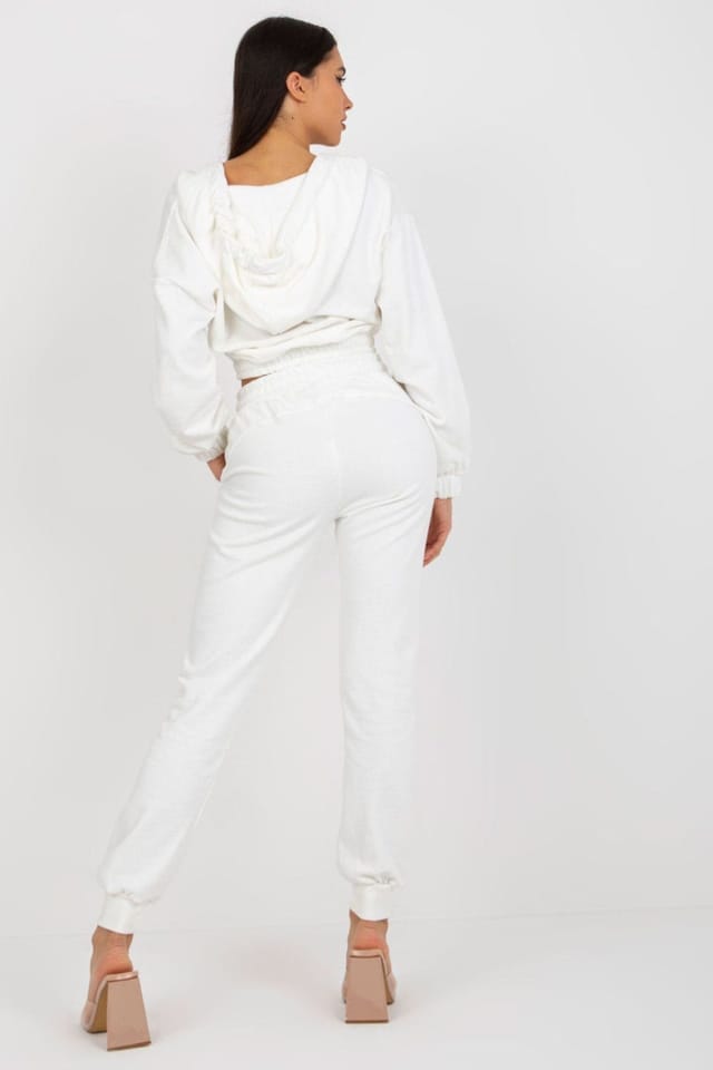 Love Lace Love Lace Women's Hooded Sweatshirt Set with Long Tie Pants in White - 3