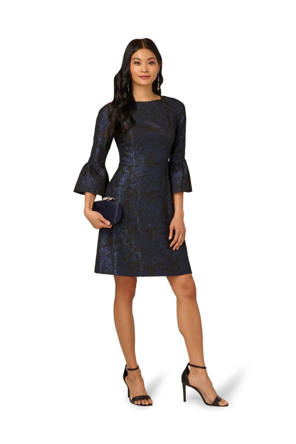 Adrianna Papell Adrianna Papell Women's A-Line Jacquard Dress in Navy