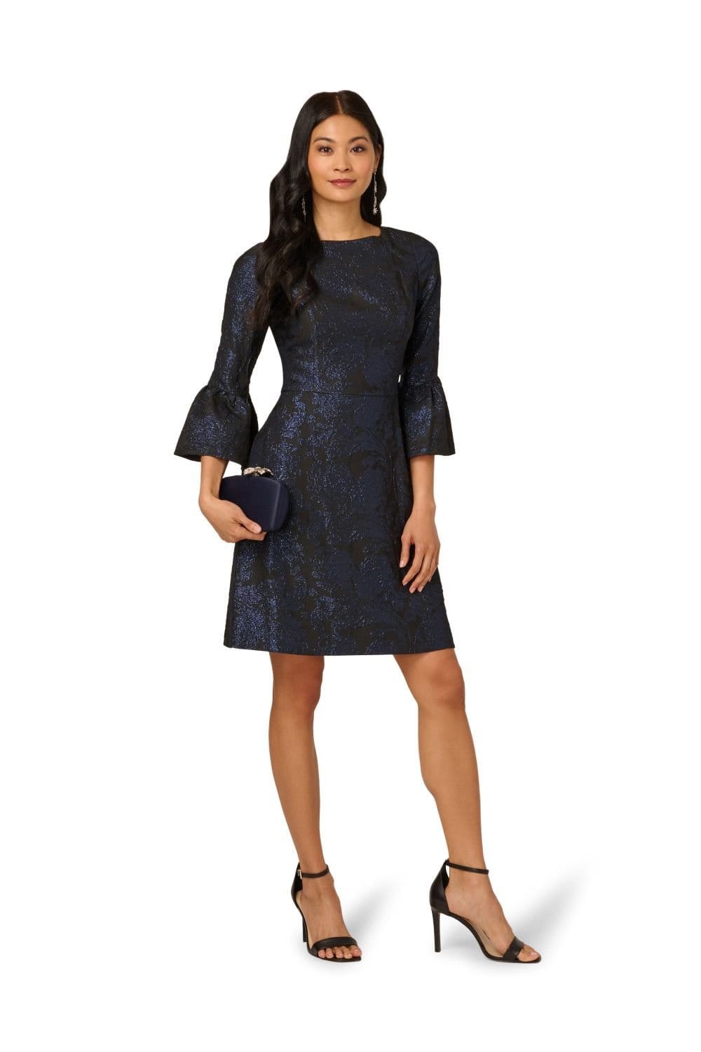 Adrianna Papell Adrianna Papell Women's A-Line Jacquard Dress in Navy - 1