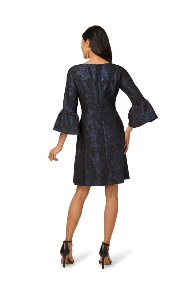 Adrianna Papell Adrianna Papell Women's A-Line Jacquard Dress in Navy - 3