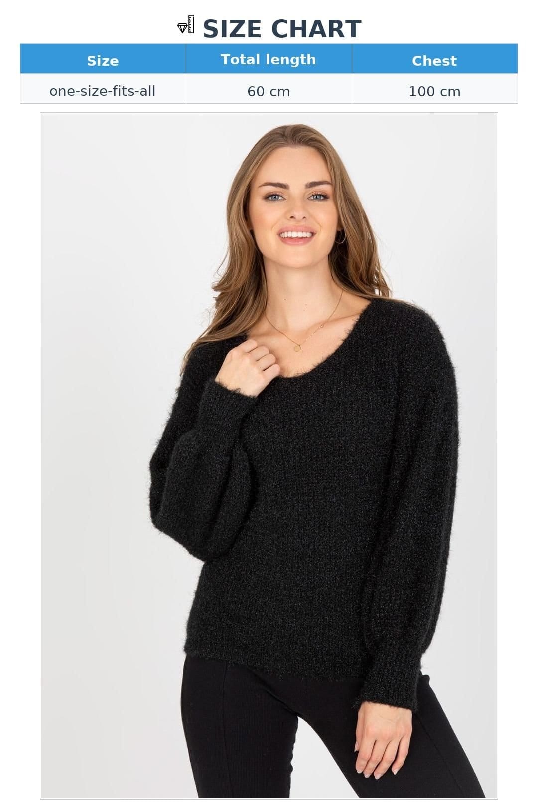 Love Lace Love Lace Women's Heart Neck Long Sleeve Sweater Style 170129 in Black - 4