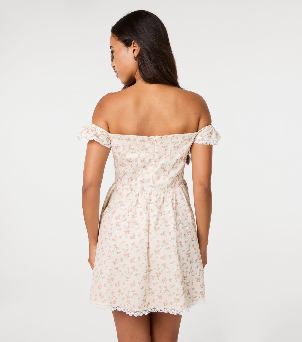 Pink Vanilla Women's Cream Off The Shoulder Floral Mini Dress Pink Vanilla New Look - 4