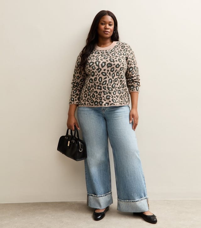 New Look Women's Curve Brown Leopard Crew Neck Jumper New Look - 3