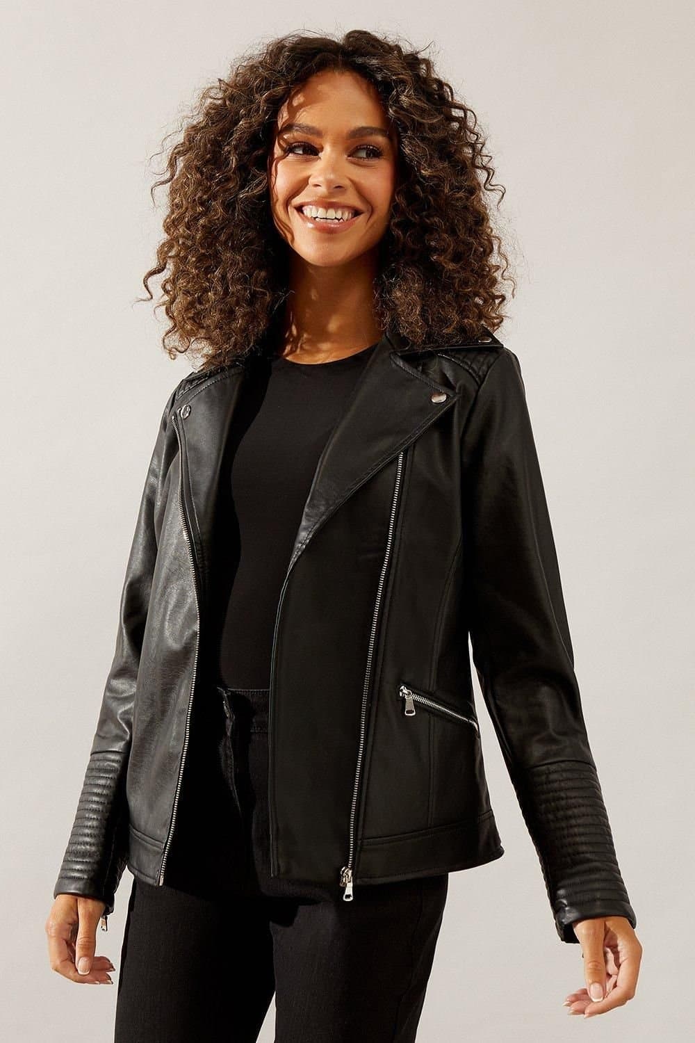 Wallis Wallis Women's Black Faux Leather Biker Jacket