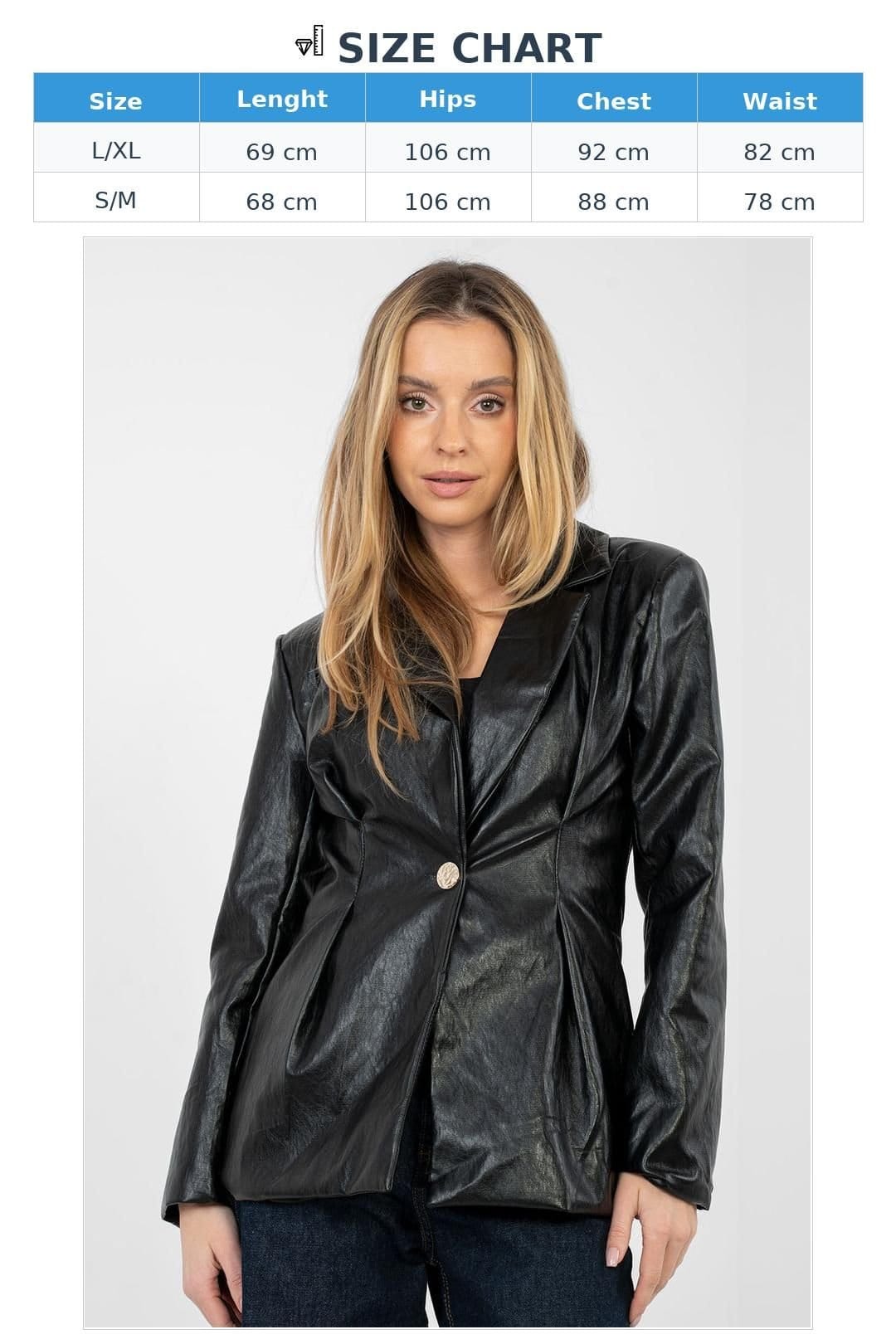 Love Lace Love Lace Women's Elegant Front Button Blazer with Lapels in Black - 4