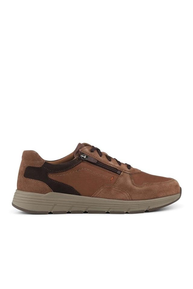 Pavers Pavers Men's Leather Zip & Lace Fasten Casual Shoes in Brown - 2