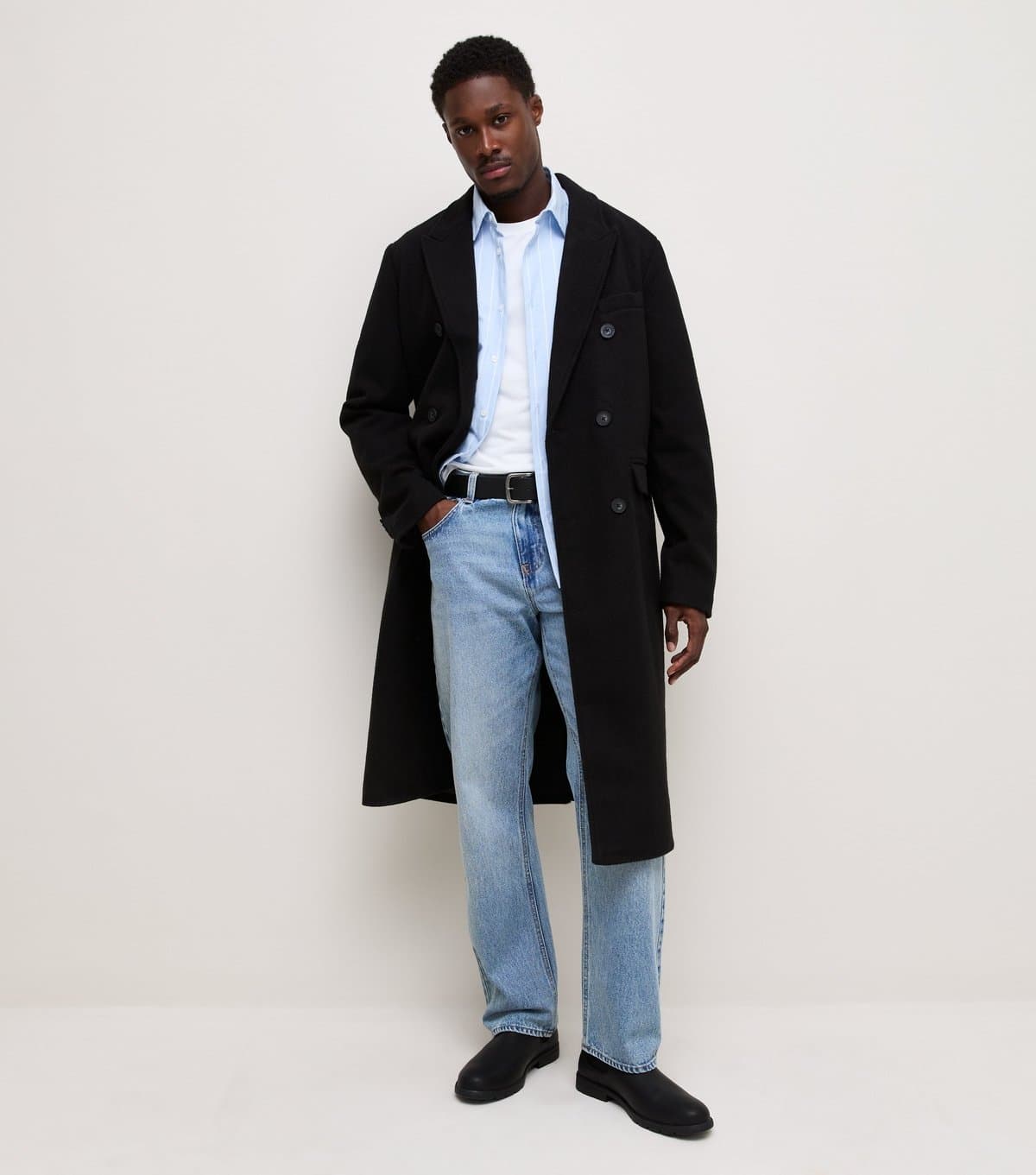 New Look Men's Black Longline Tailored Coat New Look